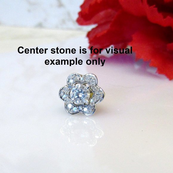 Diamond Flower Earring Enhancer Jackets 10k White Gold Natural Genuine Real - Picture 2 of 9